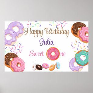 Donut 1st birthday girl  poster
