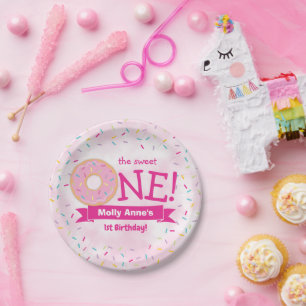 Donut 1st Birthday Girl Rainbow Sprinkles Paper Pl Plates
