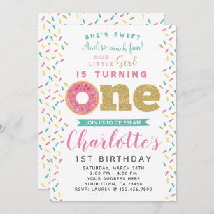 Donut 1st Birthday Invitation