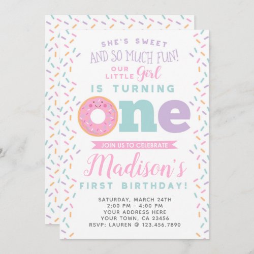 Donut 1st Birthday Invitation