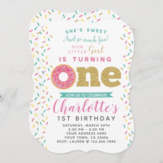 Donut 1st Birthday Invitation (Front/Back)