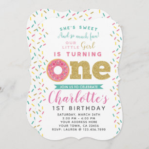 Donut 1st Birthday Invitation