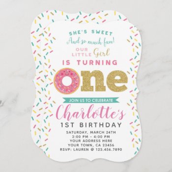 Donut 1st Birthday Invitation by PrinterFairy at Zazzle