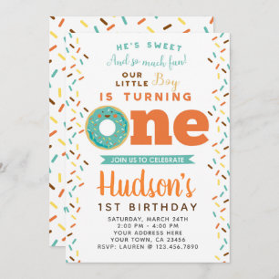 Donut 1st Birthday Invitation