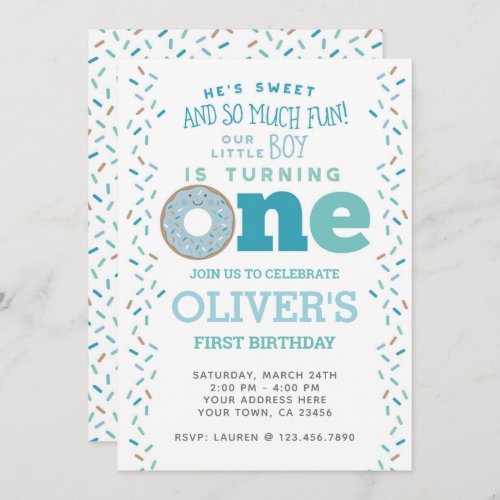 Donut 1st Birthday Invitation