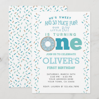Donut 1st Birthday Invitation
