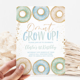 Donut 1st Birthday Invitation Boy Donut Grow Up
