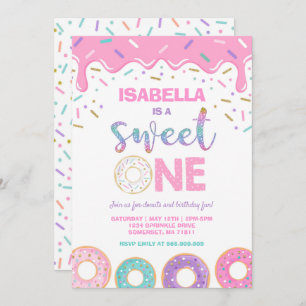 Donut 1st Birthday Invitation Donut Sweet One