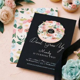 Donut 1st Birthday Invitation Girl Donut Grow Up