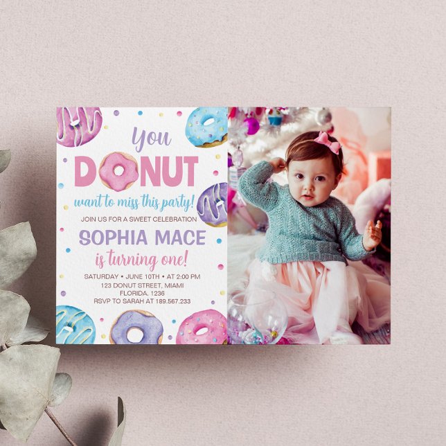 Donut 1st Birthday Invitation Sweet One (Creator Uploaded)