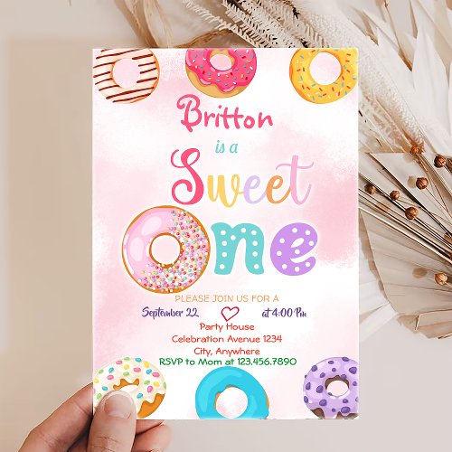 Donut 1st Birthday Invite Donut Personalized