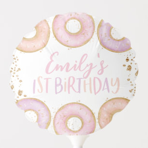 Donut 1st Birthday Party Personalized Balloon Pink