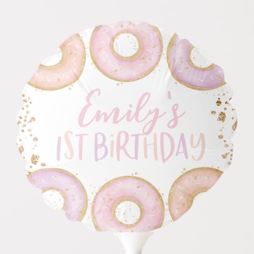 Donut 1st Birthday Party Personalized Balloon Pink