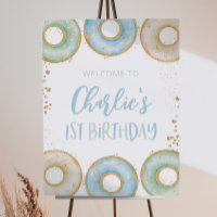 Donut 1st Birthday Party Welcome Sign Poster Boys