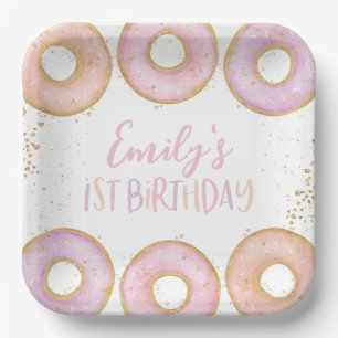 Donut 1st Birthday Personalized Party Paper Plates