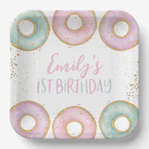 Donut 1st Birthday Personalized Party Paper Plates
