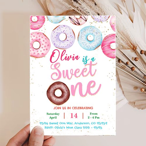 Donut 1st Birthday Sweet One Personalized Invitation