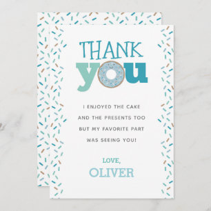 Donut 1st Birthday Thank you Card