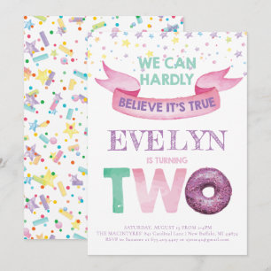 Donut 2nd Birthday Invitation