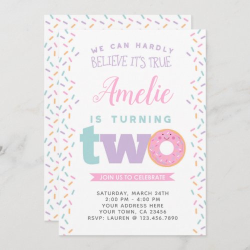 Donut 2nd Birthday Invitation