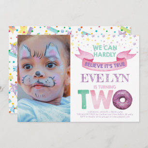 Donut 2nd Birthday Photo Invitation