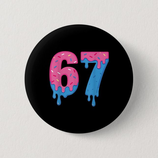 Donut 67 Meme Fun Six Seven Sprinkles Design  Button (Front)
