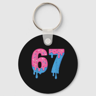 Donut 67 Meme Fun Six Seven Sprinkles Design Keychain