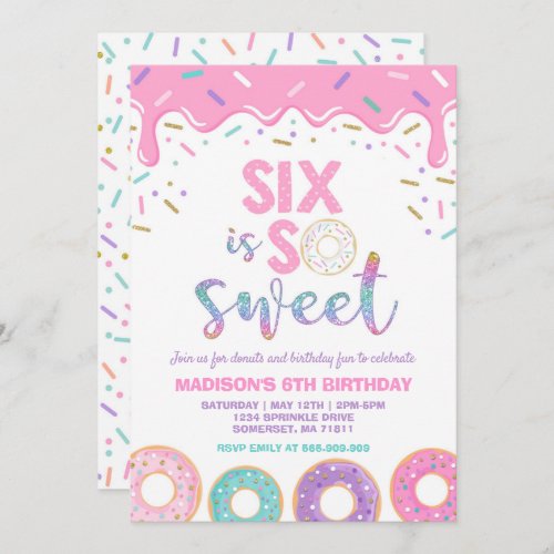 Donut 6th Birthday Invite Donut Six Is Sweet