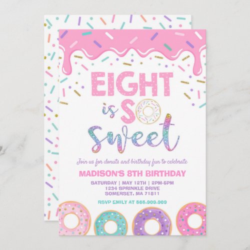 Donut 8th Birthday Invite Donut Eight Is Sweet