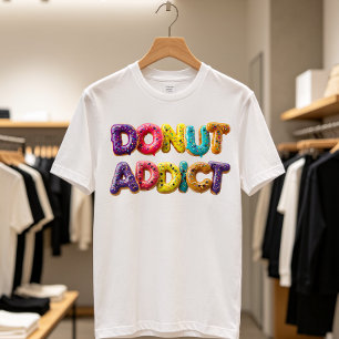 Donut Addict Colorful Sprinkle Typography T-Shirt