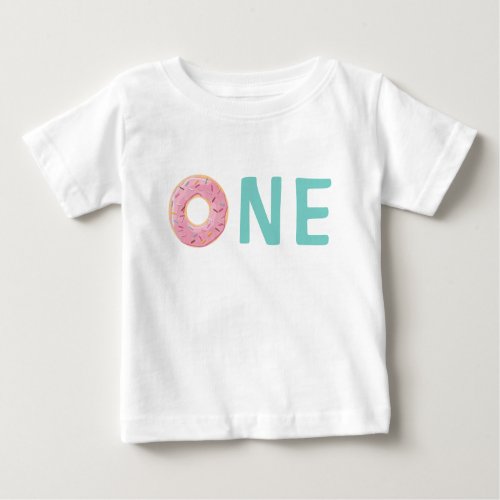Donut Age One Invitation Birthday Personalized Baby T_Shirt
