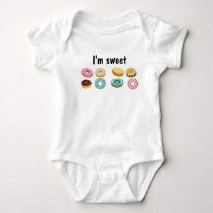 Donut all over pink green chocolate sweet baby bodysuit