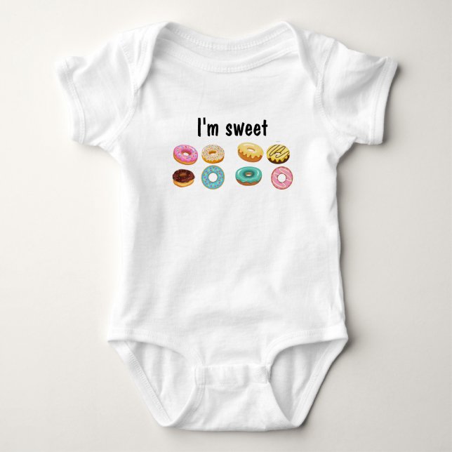 Donut all over pink green chocolate  sweet baby bodysuit (Front)