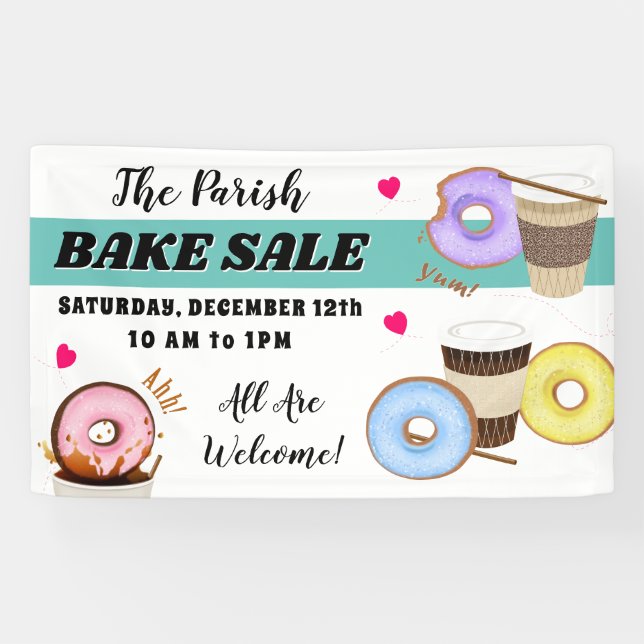 Donut and Coffee Bake Sale Banner (Horizontal)