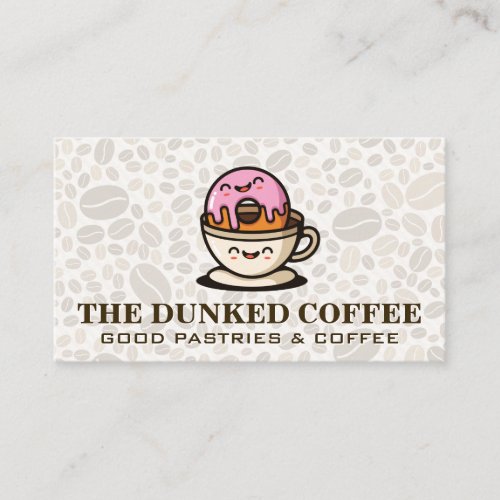 Donut and Coffee Cup Cartoons Business Card