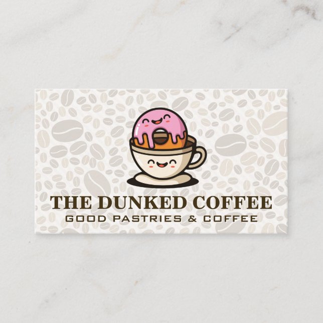Donut and Coffee Cup Cartoons Business Card (Front)