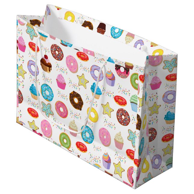 Donut and Cupcakes Large Gift Bag (Front Angled)