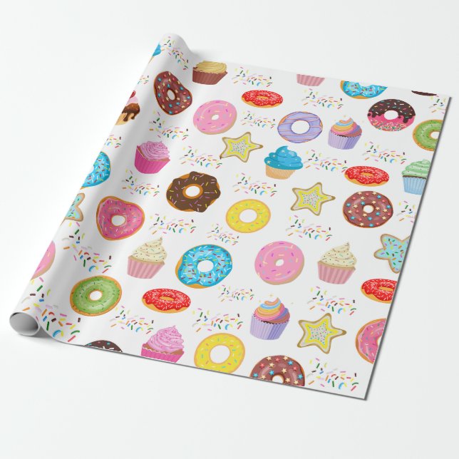 Donut and Cupcakes Wrapping Paper (Unrolled)