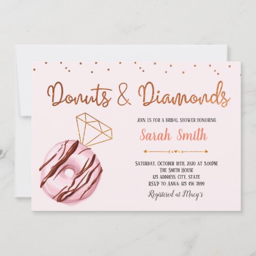 Donut and diamond party invitation