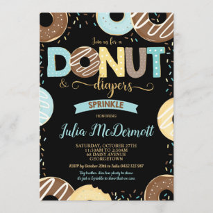 Donut and Diapers Baby Sprinkle Baby Shower Boy Invitation
