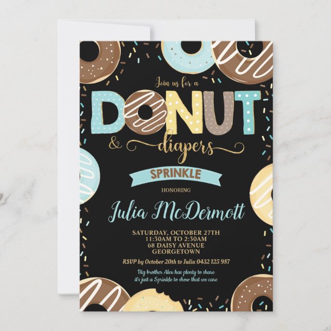 Donut and Diapers Baby Sprinkle Baby Shower Boy Invitation (Front)