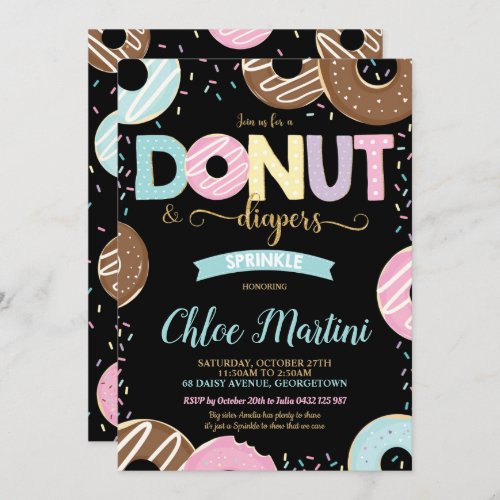 Donut and Diapers Baby Sprinkle Baby Shower Invitation