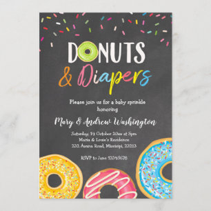 Donut and Diapers Chalkboard Baby Sprinkle Invitation