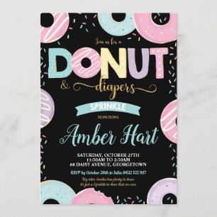 Donut and Diapers Sprinkle Baby Shower Girl Invitation