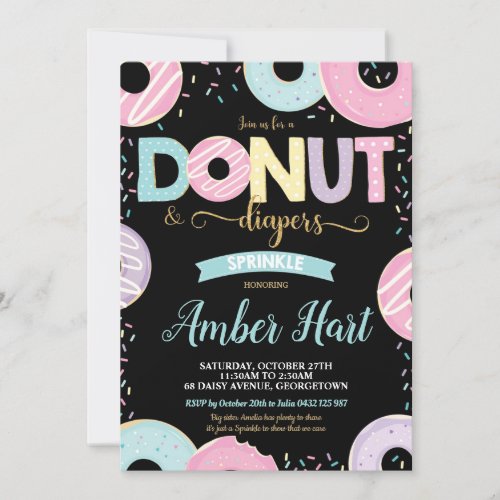 Donut and Diapers Sprinkle Baby Shower Girl Invitation