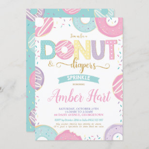 Donut and Diapers Sprinkle Baby Shower Girl Invitation