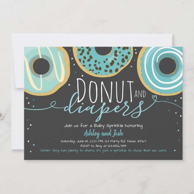 Donut and Diapers Sprinkle Boy Coed Baby Shower Invitation (Front)