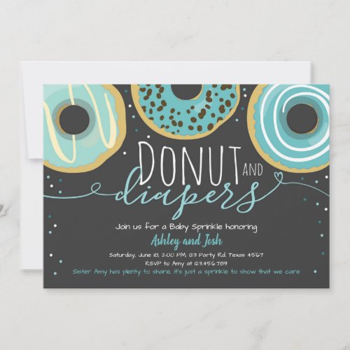 Donut and Diapers Sprinkle Boy Coed Baby Shower Invitation