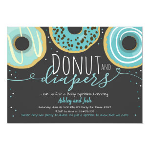 Donut And Diapers Sprinkle Boy Coed Baby Shower Invitation Donut And Diapers Sprinkle Boy Coed Baby Shower Invitation