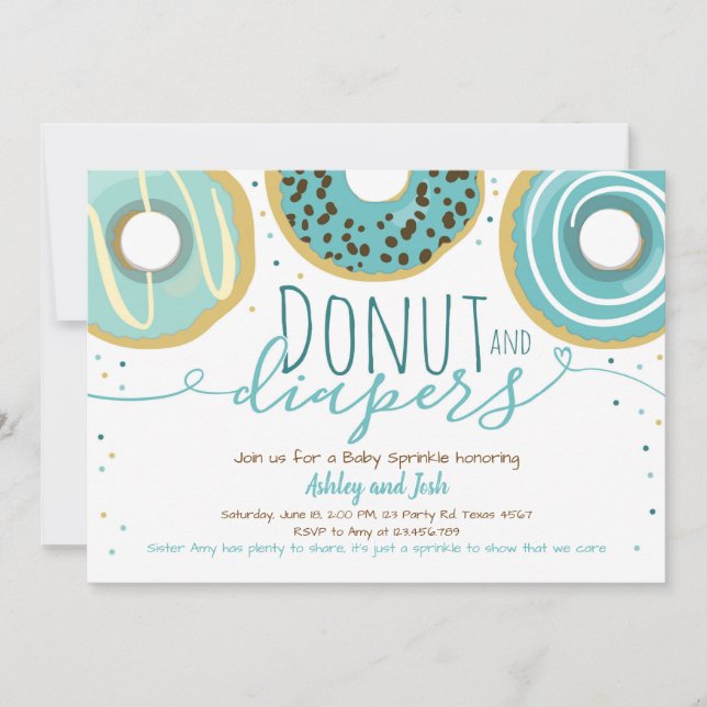 Donut and Diapers Sprinkle Boy Coed Baby Shower Invitation (Front)